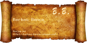 Berkes Bence névjegykártya